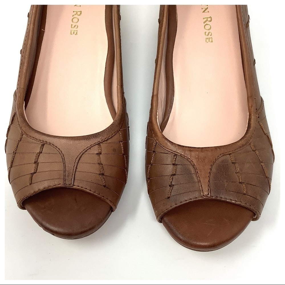FINAL PRICE Taryn Rose Sadey Leather Peep Toe Cork Wedges 6.5M - Picture 4 of 14